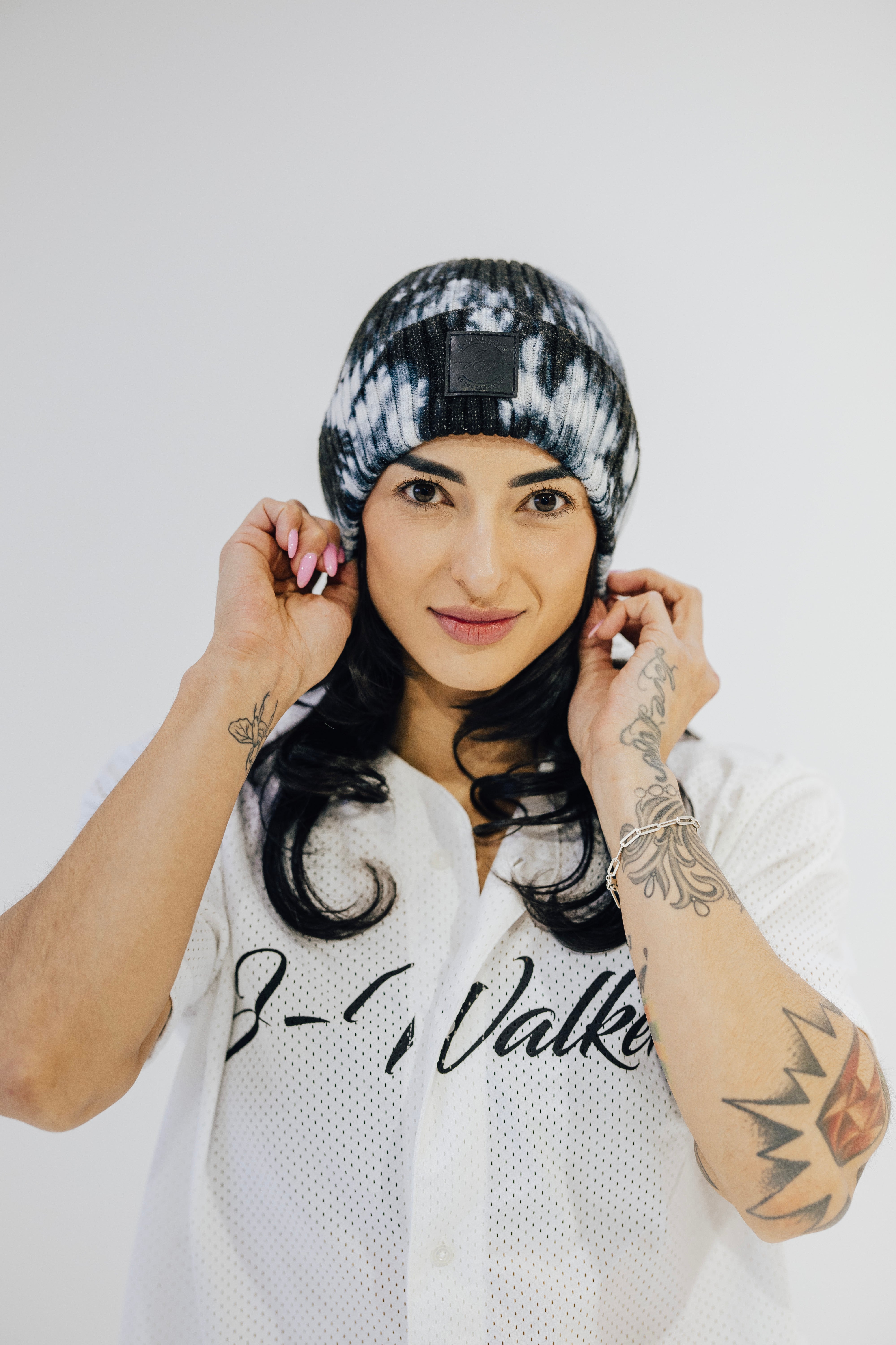 Black and White Acid Wash Bossed Beanies – J-Walkers Apparel Co